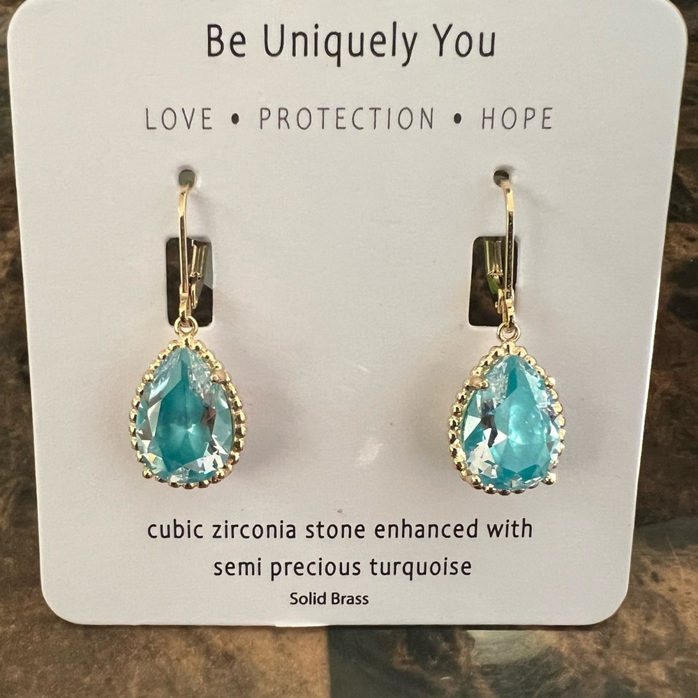 Gold and Turquoise Earrings Brand New